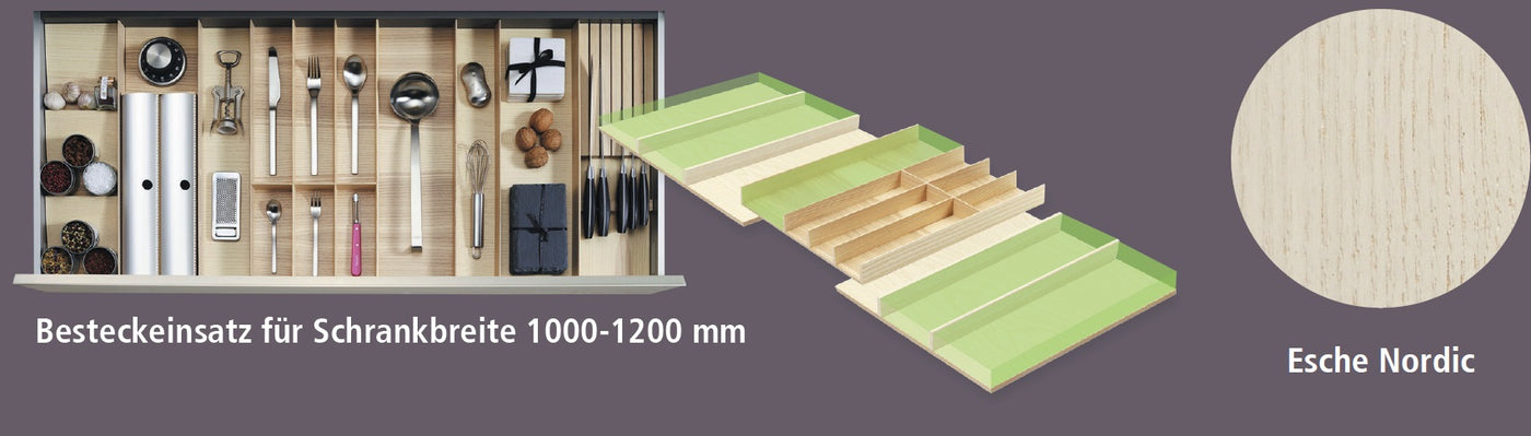 Besteckeinsatz für Schrankbreite 1000 - 1200 mm