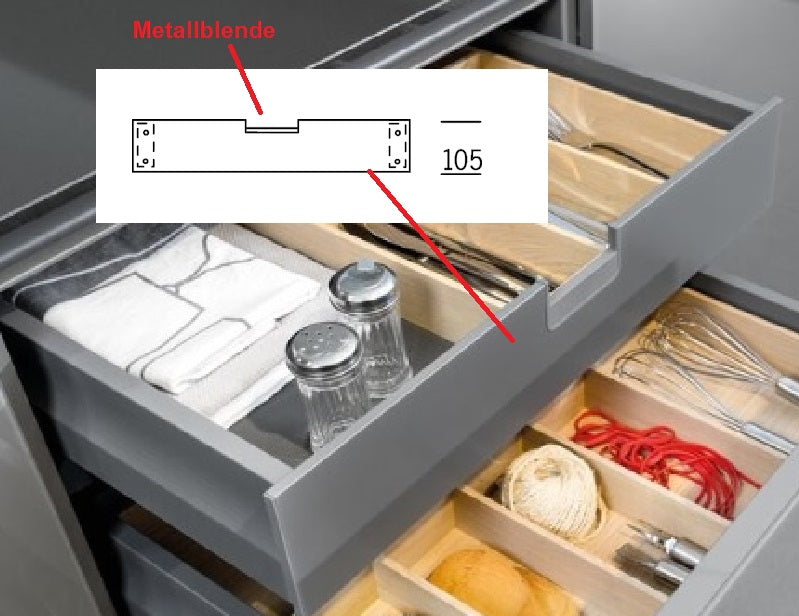 Häcker Küchen Metallblende für Innenschubkasten – Küchen Geisler