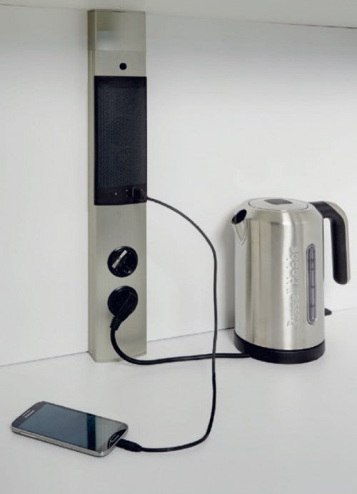 Nobilia Doppelsteckdose Toki mit USB-Changer und Bluetooth-Lautsprecher