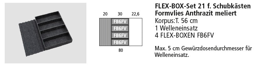 Next125 Flex-Box-Set 21 für Schubkästen, Formvlies Anthrazit meliert