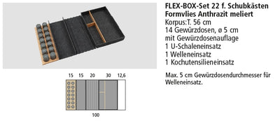 Next125 Flex-Box-Set 22 für Schubkästen, Formvlies Anthrazit meliert