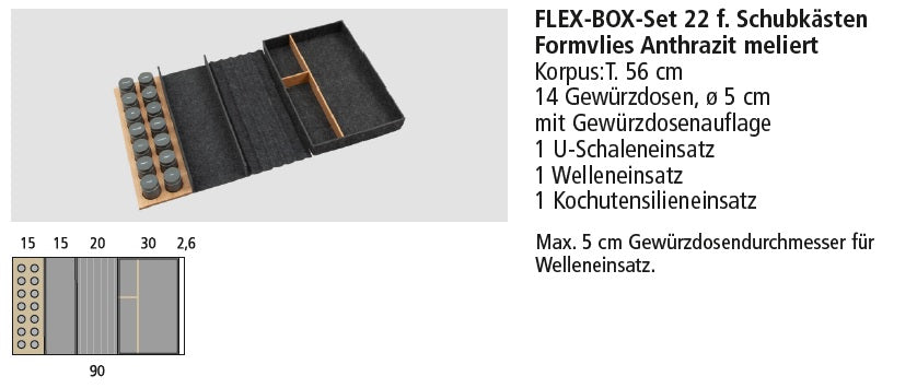 Next125 Flex-Box-Set 22 für Schubkästen, Formvlies Anthrazit meliert