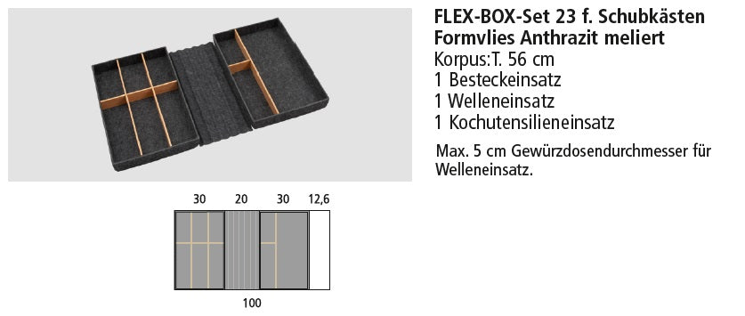 Next125 Flex-Box-Set 23 für Schubkästen, Formvlies Anthrazit meliert