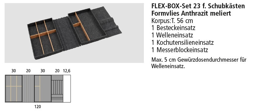 Next125 Flex-Box-Set 23 für Schubkästen, Formvlies Anthrazit meliert