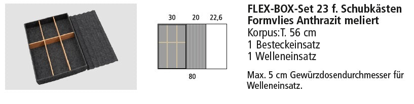 Next125 Flex-Box-Set 23 für Schubkästen, Formvlies Anthrazit meliert