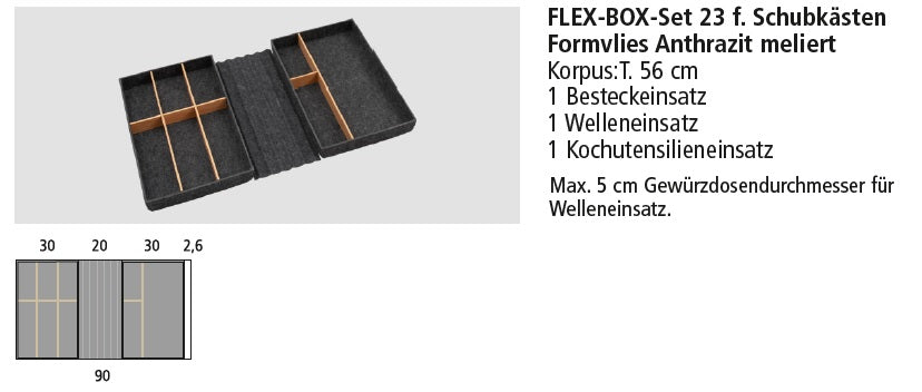 Next125 Flex-Box-Set 23 für Schubkästen, Formvlies Anthrazit meliert