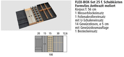 Next125 Flex-Box-Set 25 für Schubkästen, Formvlies Anthrazit meliert