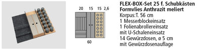 Next125 Flex-Box-Set 25 für Schubkästen, Formvlies Anthrazit meliert