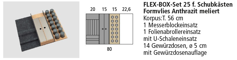 Next125 Flex-Box-Set 25 für Schubkästen, Formvlies Anthrazit meliert