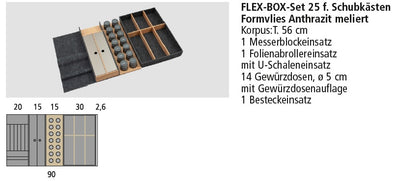 Next125 Flex-Box-Set 25 für Schubkästen, Formvlies Anthrazit meliert