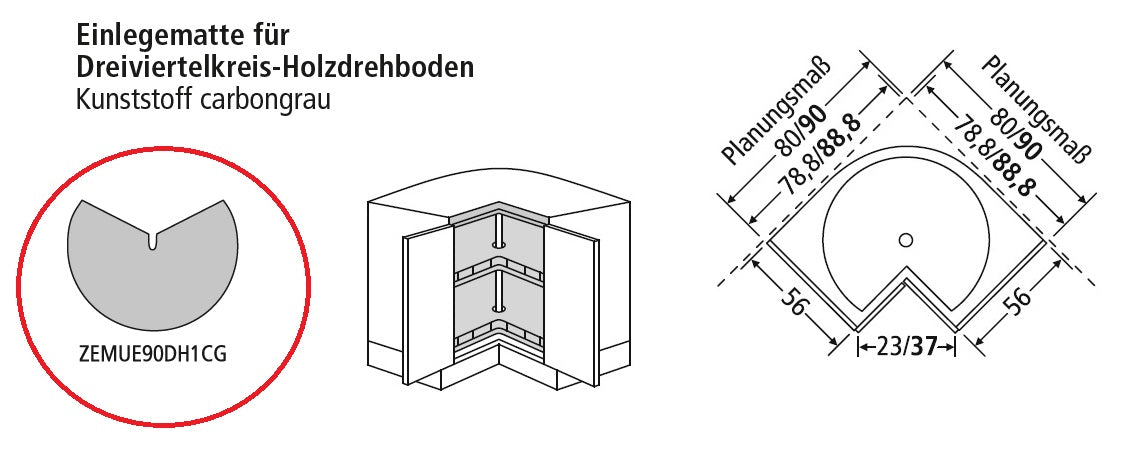Schüller Einlegematte für Dreiviertelkreis-Holzdrehboden - Lagerabverkauf - Sonderpreis