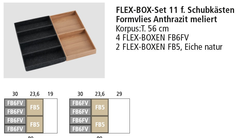 Next125 Flex-Box-Set 11 für Schubkästen, Formvlies Anthrazit meliert